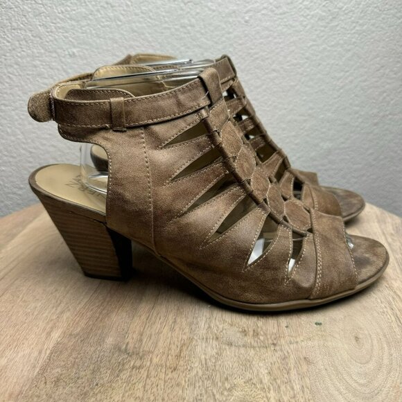 Naturalizer Shoes - Naturalizer Talan Womens Tan Suede Leather Heeled Sandals Size 12M